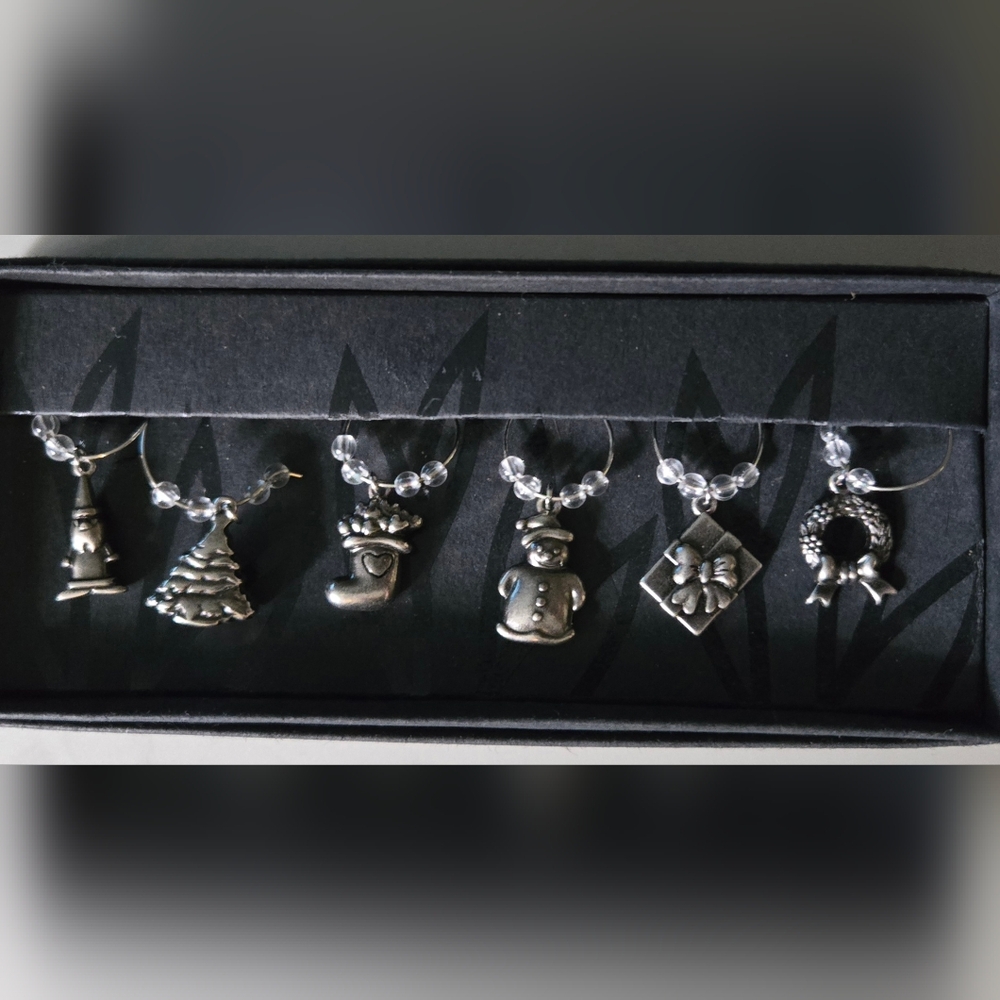 Silver Holiday Drink Charms